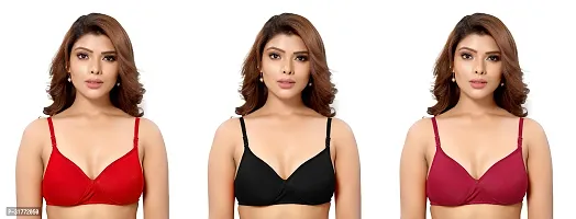 Stylish Multicoloured Cotton Blend Bras For Women Pack Of 3-thumb0