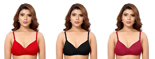 Stylish Multicolored Cotton Blend Non Padded Bras For Women Pack Of 3