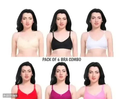 Stylish Multicoloured Hosiery Bras For Women Pack Of 6-thumb0