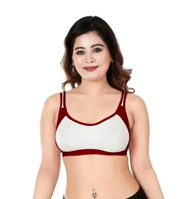 Stylish Multicolored Solid Cotton Non Padded Bras For Women