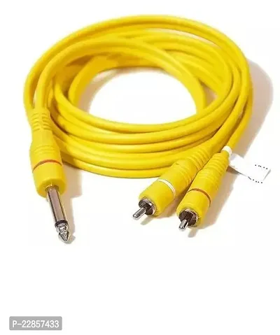 Jamus Mono 6.35 Mm 1/4-Inch P38 Male To 2 Rca Male Audio Cable For Guitar, Amplifier,Other Professional Audio Equipment.1.8 Meter.Yellow-thumb0