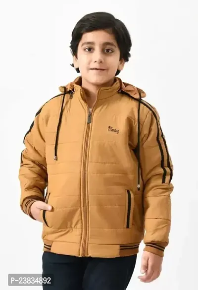 Fabulous Brown Cotton Blend Padded Jacket For Boys