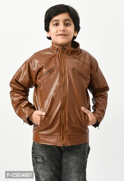 Fabulous Brown Cotton Blend Padded Jacket For Boys-thumb0