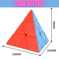 Multicolor Pyramid Cube 3x3 High Speed Stickerless Triangle Puzzle Cube for Kids and Adults-thumb1