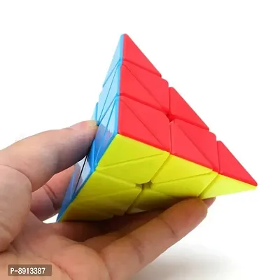 Multicolor Pyramid Cube 3x3 High Speed Stickerless Triangle Puzzle Cube for Kids and Adults-thumb4