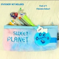 Sweet planet fur pouch Pencil Cases for kids, ( pack of 1)-thumb1