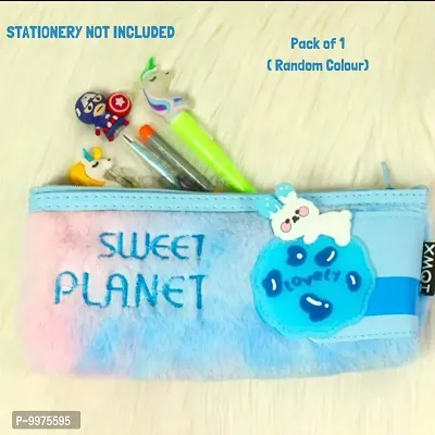 Sweet planet fur pouch Pencil Cases for kids, ( pack of 1)-thumb2