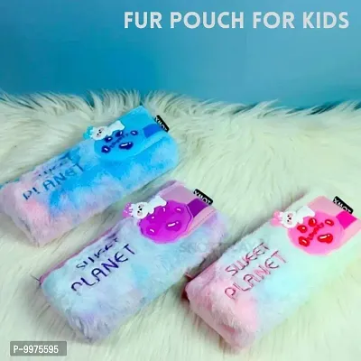 Sweet planet fur pouch Pencil Cases for kids, ( pack of 1)-thumb3