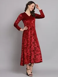 Backless Western Velvet Dress for Women-thumb2