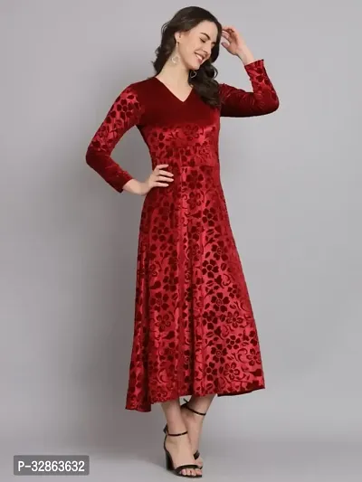 Backless Western Velvet Dress for Women-thumb3