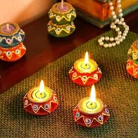 KIVYA Matki Diya for Diwali Decoration Decorative Terracotta Diyas | Wax Candles for Puja and Festival Decor-thumb2