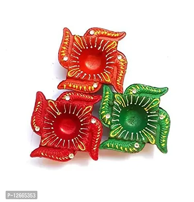 KIVYA Diya for Diwali Decoration Decorative Mitti Diyas | Candles for Puja and Festival Decor - Set of 12-thumb2