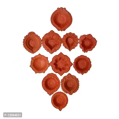 Rudraksh Diwali Diya Decoration Decorative Terracotta Clay Diyas/Candles for Lighting and Home D?cor-thumb2