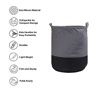 KIVYA Laundry Bag / Basket for clothes, Toys Storage organizer dirty cloth organiser box, Grey and Black - Set of 1(Cotton canvas)-thumb4