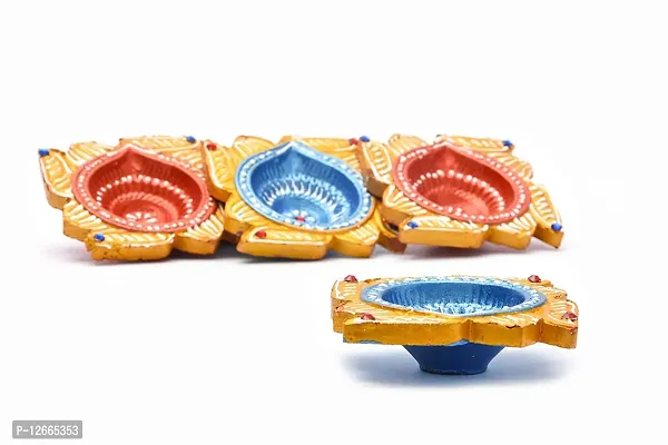 KIVYA Diya for Diwali Decoration Decorative Mitti Diyas | Candles for Puja and Festival Decor - Set of 12-thumb4