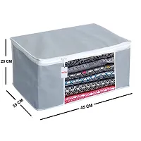 KIVYA Non Woven saree cover set for wardrobe organizer clothes storage bags for closet cloth organiser, Grey-thumb2