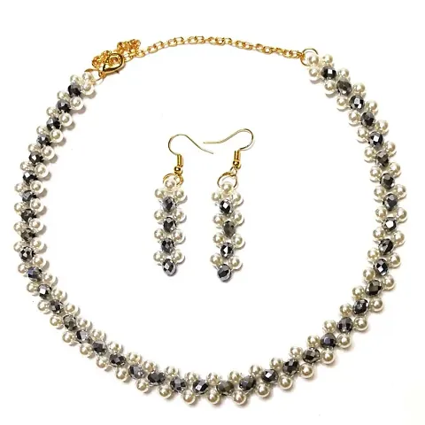 Elegant Alloy Pearl Necklace Set