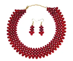 Bridal Party Wear Black Crystal Jewelry Set ( Maroon )-thumb2