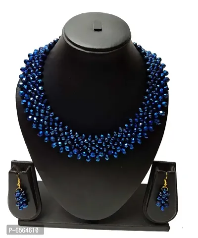 Bridal Party Wear Black Crystal Jewelry Set ( Royal Blue )