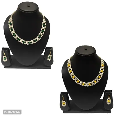 Multi Kundan Gold Plating Exclusive party wear Jewellery Pearls Neckla –  Royskart