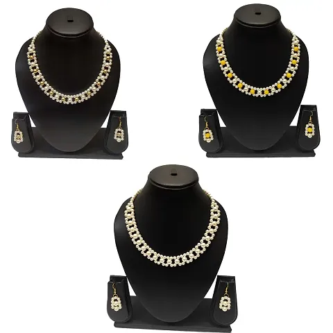 Combo Of 3 Alloy Pearl Jewellery Sets
