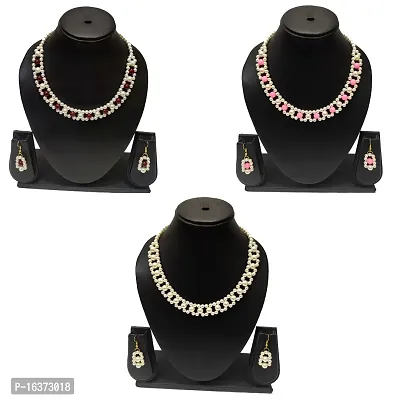 Light Weight Party Wear Pearl Jewelry set For Women And Girl Pack Of 3 Necklace