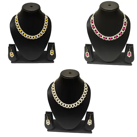 Combo Of 3 Alloy Pearl Jewellery Sets