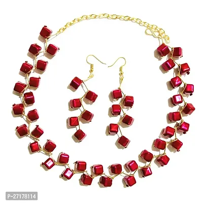 Light Weight Party Wear Jewellery Set For Women ( Berry )-thumb0