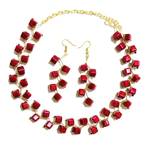 Light Weight Party Wear Jewellery Set For Women ( Berry )