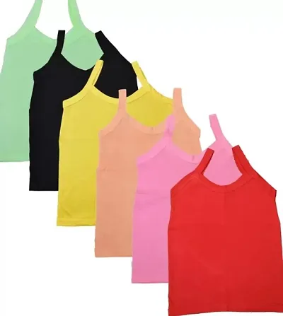 NEW TRINATH HOSIERY Soft Pure Casual Regular Fit Sleeveless Camisole Vest for Girls (Pack of 6)