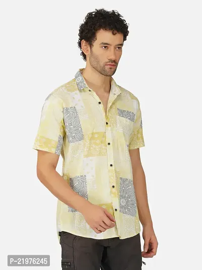 Reliable Yellow Cotton Short Sleeves Casual Shirt For Men