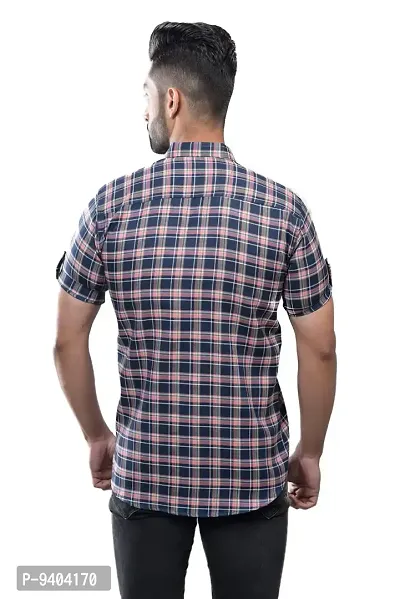 BASE 41 Men's Checkered Slim Fit Casual Shirt-thumb2