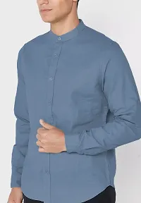 Trendy Blue Cotton Blend Full Sleeve Solid Shirts for Men-thumb2