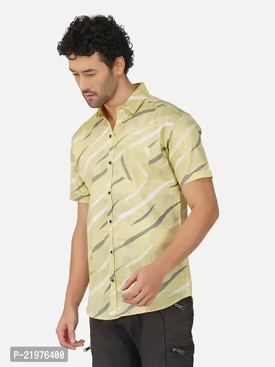 Reliable Yellow Cotton Short Sleeves Casual Shirt For Men-thumb3