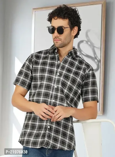 Reliable Black Cotton Blend Short Sleeves Casual Shirt For Men-thumb0