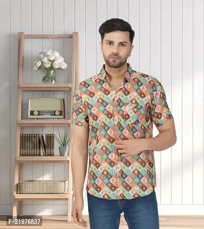Reliable Multicoloured Cotton Blend Short Sleeves Casual Shirt For Men