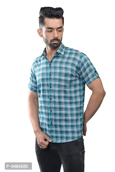 BASE 41 Men's Checkered Slim Fit Casual Shirt-thumb3