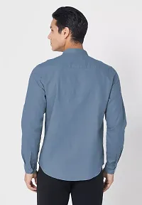 Trendy Blue Cotton Blend Full Sleeve Solid Shirts for Men-thumb1