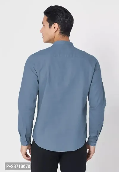 Trendy Blue Cotton Blend Full Sleeve Solid Shirts for Men-thumb2