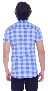 BASE 41 Men's Checkered Half Sleeves Light Blue Shirt(CHK_Shirt_LB_L_Light Blue_Large)-thumb1