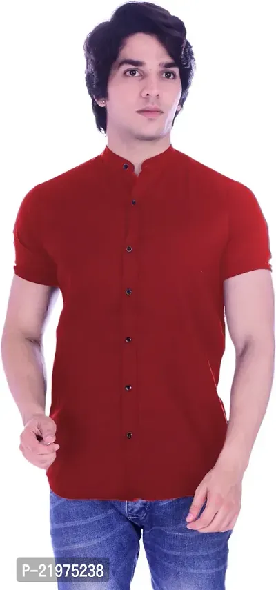 Reliable Red Cotton Blend Short Sleeves Casual Shirt For Men-thumb0