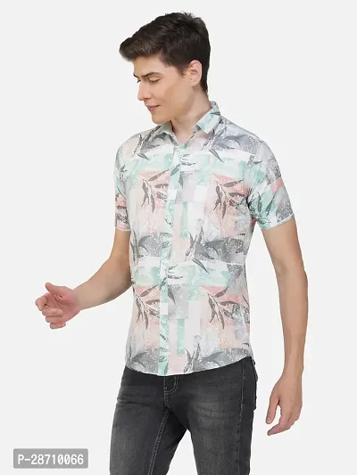 Trendy Multicoloured Cotton Blend Half Sleeve Printed Shirts for Men-thumb3