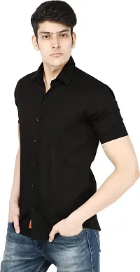 Reliable Black Cotton Blend Short Sleeves Casual Shirt For Men-thumb1