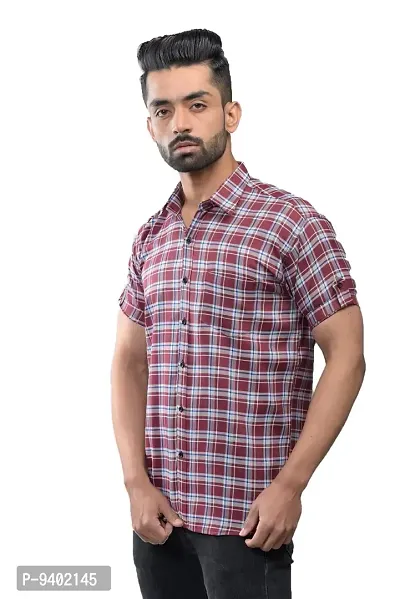 BASE 41 Men's Checkered Slim Fit Casual Shirt-thumb3