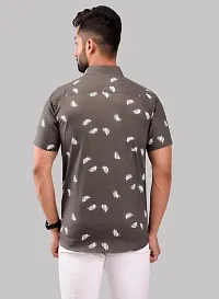 Trendy Grey Cotton Half Sleeve Printed Shirts for Men-thumb1