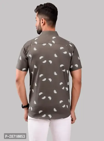 Trendy Grey Cotton Half Sleeve Printed Shirts for Men-thumb2