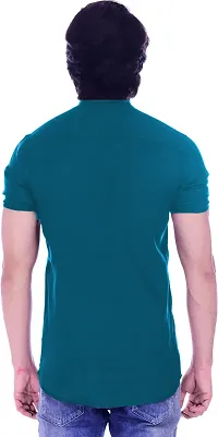 Reliable Blue Cotton Blend Short Sleeves Casual Shirt For Men-thumb1