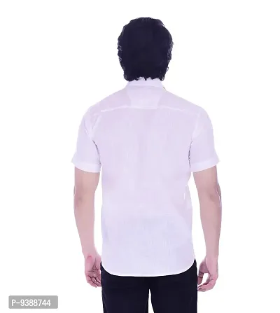 Stylish White Cotton Solid Casual Shirt For Men-thumb3