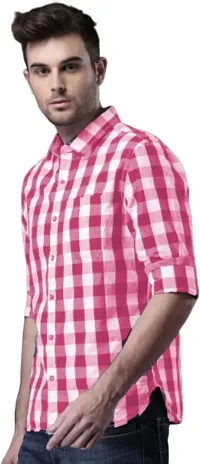 Reliable Pink Cotton Long Sleeves Casual Shirt For Men-thumb2