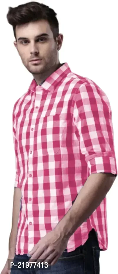 Reliable Pink Cotton Long Sleeves Casual Shirt For Men-thumb3